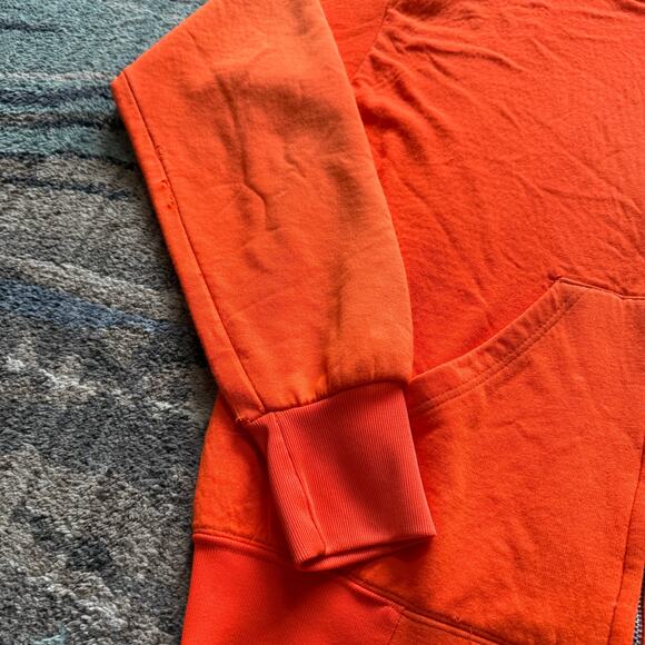 Men's Vintage 80's Waffle Lined Bright Orange Zip Up Hoodie Sweatshirt Sz Large - Picture 11 of 12